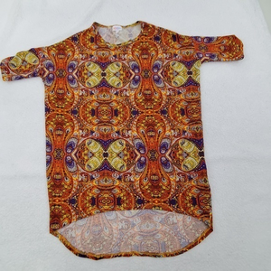 Lularoe Irma XXS 2XS Orange Purple Short‎ Sleeve Ov